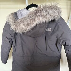 The North Face Gray Parka with Faux Fur Trim